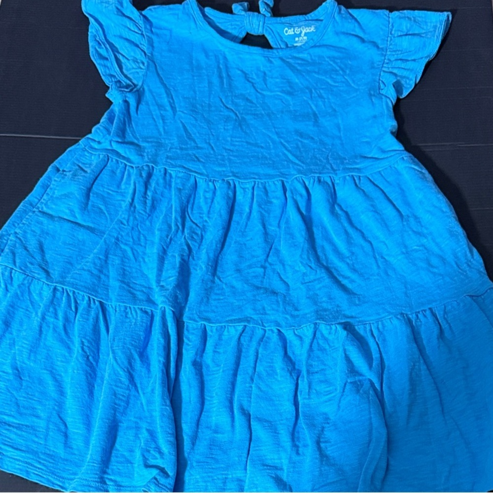 Cat & Jack Vibrant Blue Girl’s Dress w/ Keyhole Back - Size 7/8 - Picture 2 of 6